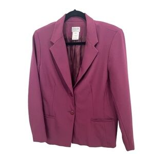 Liz Baker Maroon Two Button Long Sleeve Blazer Size 12P Petite